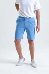 Mavi Normal Kesim Cepli Pamuklu Örme Sweat Şort