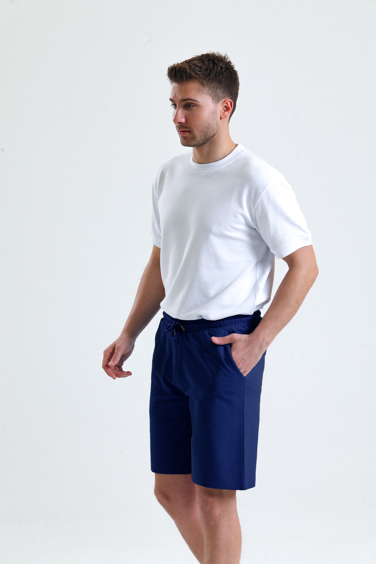 İndigo Normal Kesim Cepli Pamuklu Örme Sweat Şort