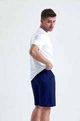 İndigo Normal Kesim Cepli Pamuklu Örme Sweat Şort