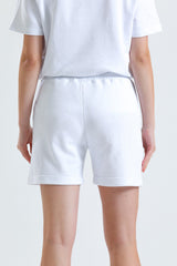 Beyaz Paça Detaylı Cepli Yüksek Bel Kısa Sweat Şort