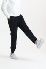 Siyah Yüksek Bel Lastikli Pamuklu Jogger Eşofman Altı