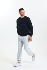 Gri Melanj Yüksek Bel Lastikli Pamuklu Jogger Eşofman Altı