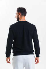 Siyah Kanguru Cepli Pamuklu Sweatshirt