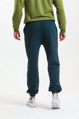 Petrol Yüksek Bel Lastikli Pamuklu Jogger Eşofman Altı