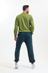 Petrol Yüksek Bel Lastikli Pamuklu Jogger Eşofman Altı