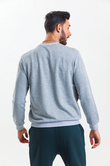 Gri Melanj Kanguru Cepli Pamuklu Sweatshirt