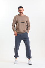 Antrasit Yüksek Bel Lastikli Pamuklu Jogger Eşofman Altı