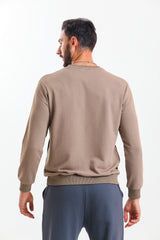 Kahverengi Kanguru Cepli Pamuklu Sweatshirt