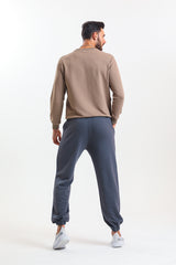 Antrasit Yüksek Bel Lastikli Pamuklu Jogger Eşofman Altı