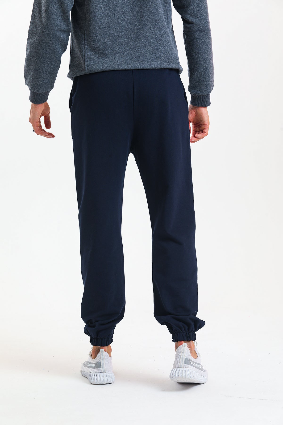 Lacivert Yüksek Bel Lastikli Pamuklu Jogger Eşofman Altı