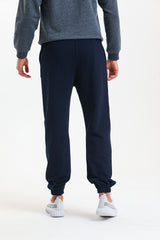 Lacivert Yüksek Bel Lastikli Pamuklu Jogger Eşofman Altı