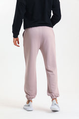 Bej Yüksek Bel Lastikli Pamuklu Jogger Eşofman Altı