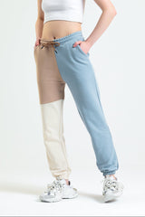 Gök Mavisi Parçalı Lastikli Jogger Eşofman Altı