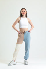 Gök Mavisi Parçalı Lastikli Jogger Eşofman Altı