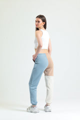 Gök Mavisi Parçalı Lastikli Jogger Eşofman Altı
