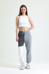 Gri Melanj Parçalı Lastikli Jogger Eşofman Altı