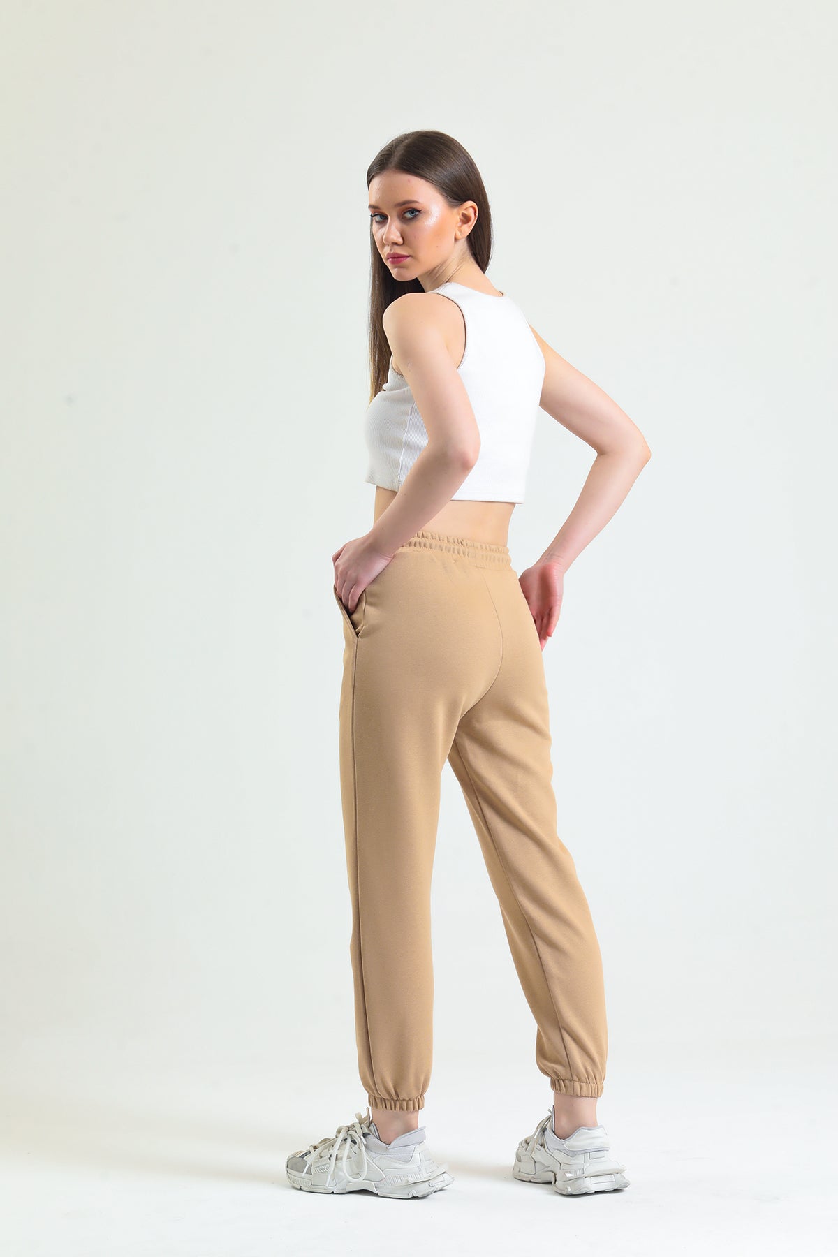 Camel Lastikli Jogger Eşofman Altı