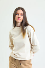 Krem Dik Yaka Sweatshirt