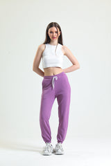 Koyu Lila Lastikli Jogger Eşofman Altı