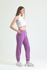 Koyu Lila Lastikli Jogger Eşofman Altı
