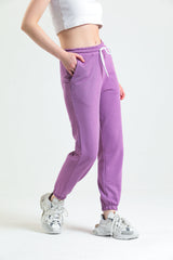 Koyu Lila Lastikli Jogger Eşofman Altı