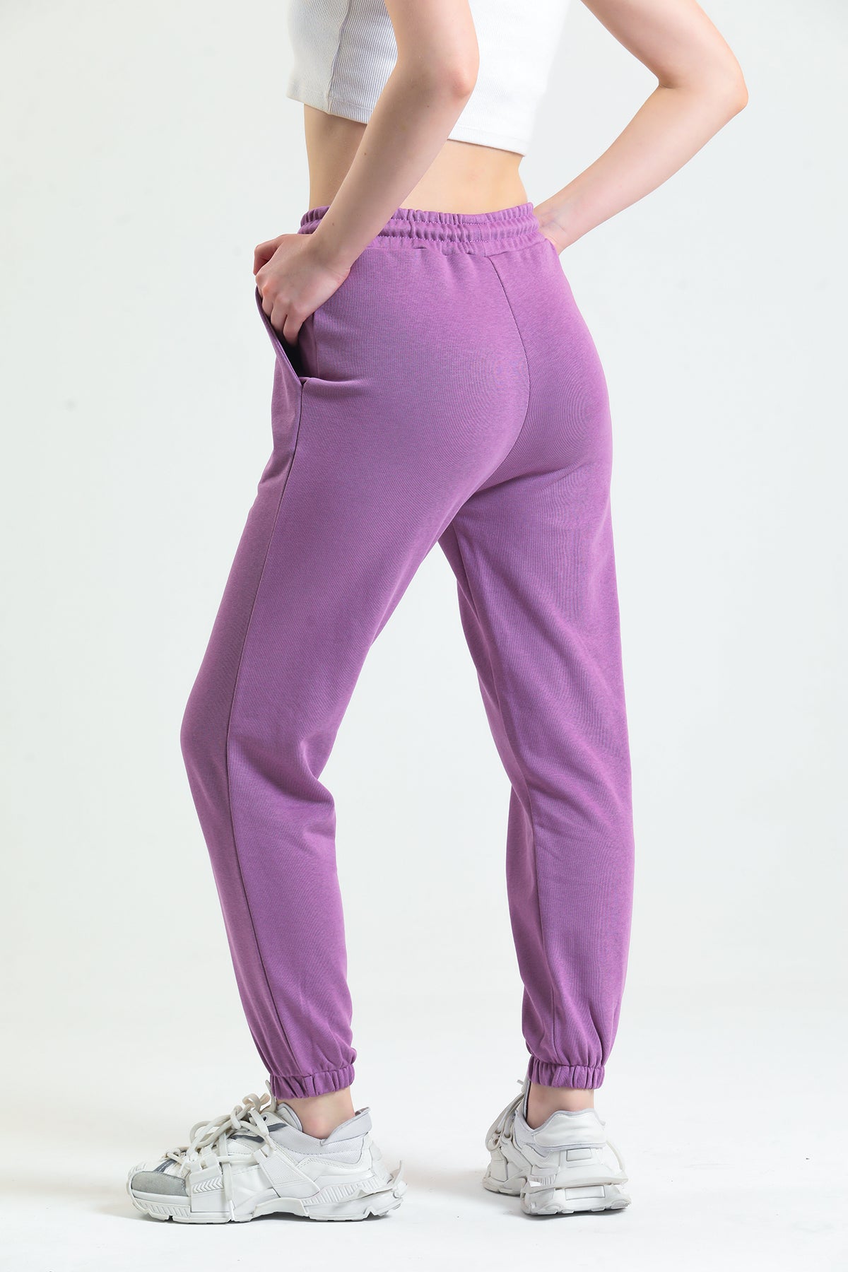 Koyu Lila Lastikli Jogger Eşofman Altı
