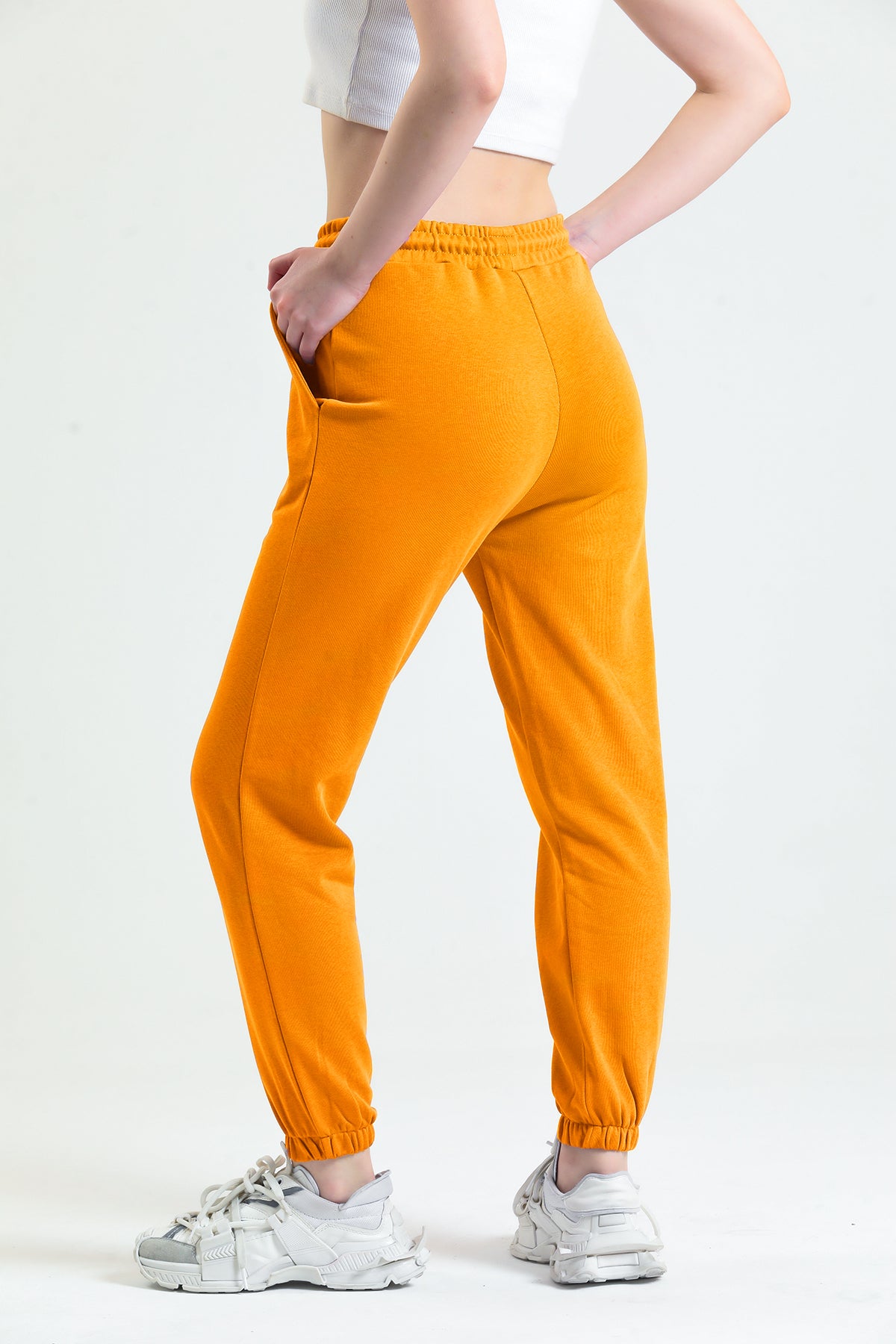 Turuncu Lastikli Jogger Eşofman Altı