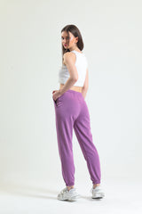Koyu Lila Lastikli Jogger Eşofman Altı