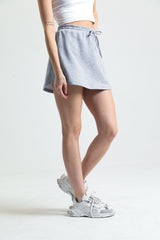 Gri Melanj Mini Spor Rahat Pamuklu Sweat Etek