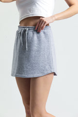 Gri Melanj Mini Spor Rahat Pamuklu Sweat Etek