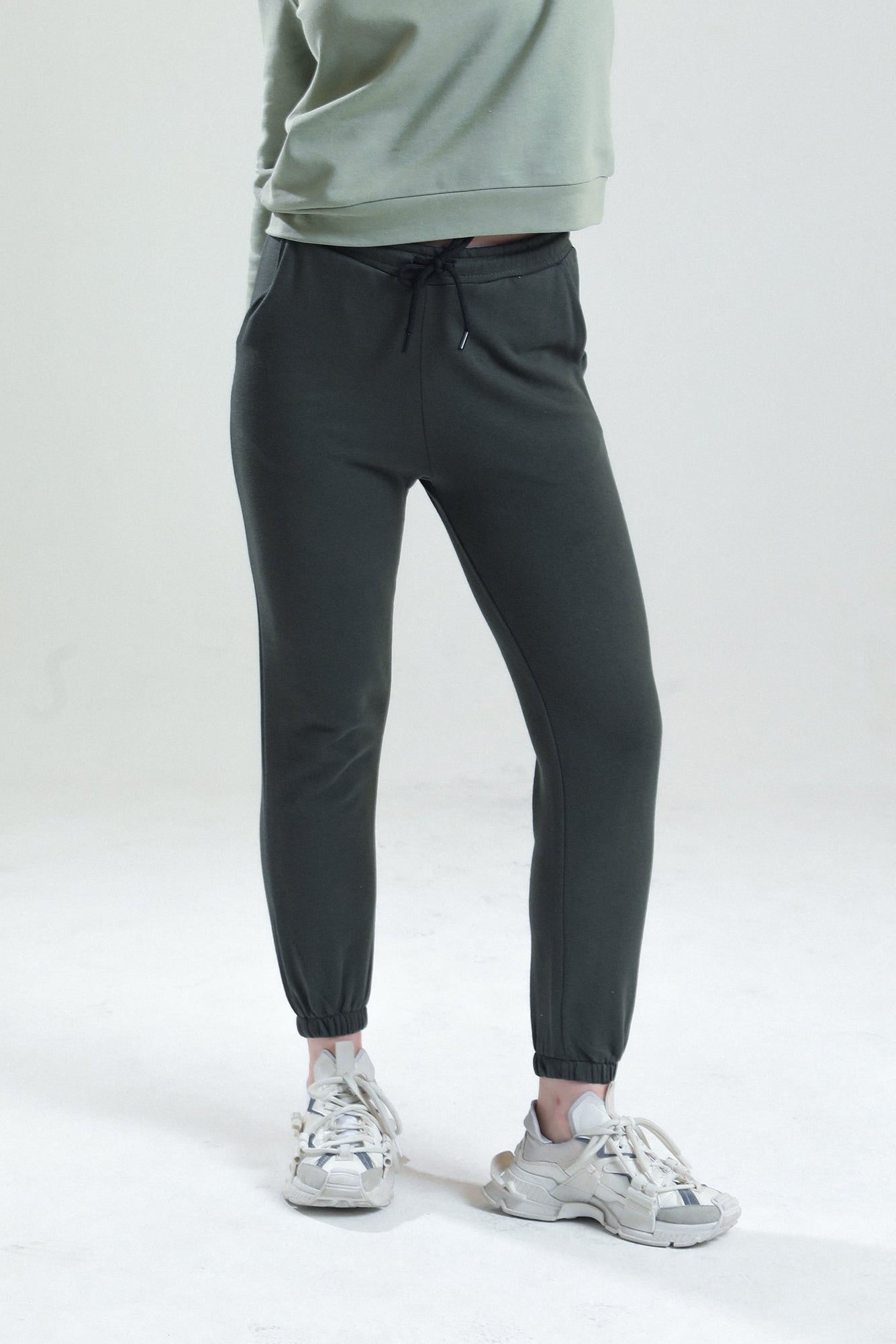 Haki Lastikli Jogger Eşofman Altı