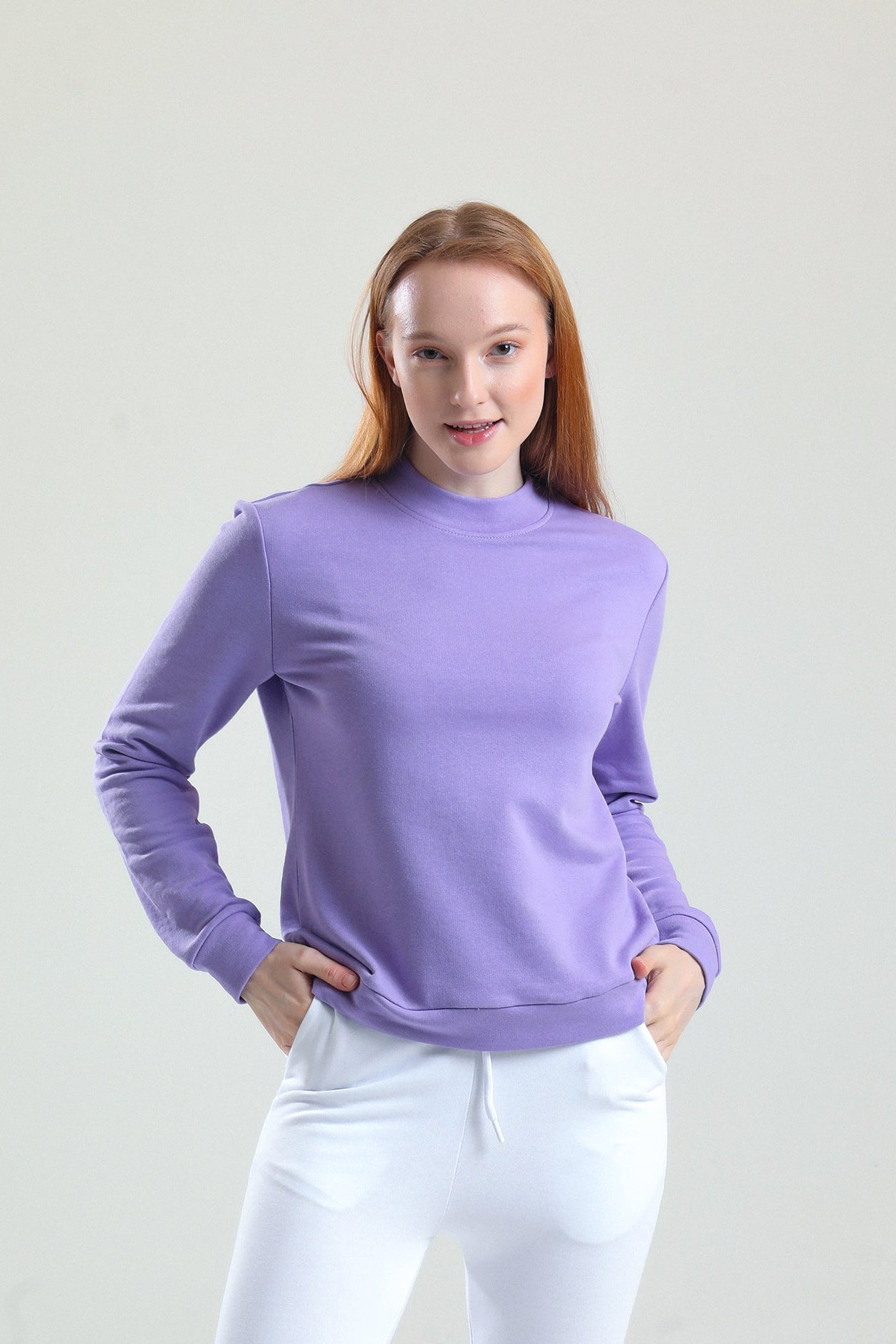 Lila Dik Yaka Sweatshirt