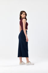 Bordo Bisiklet Yaka Fitilli Crop Atlet