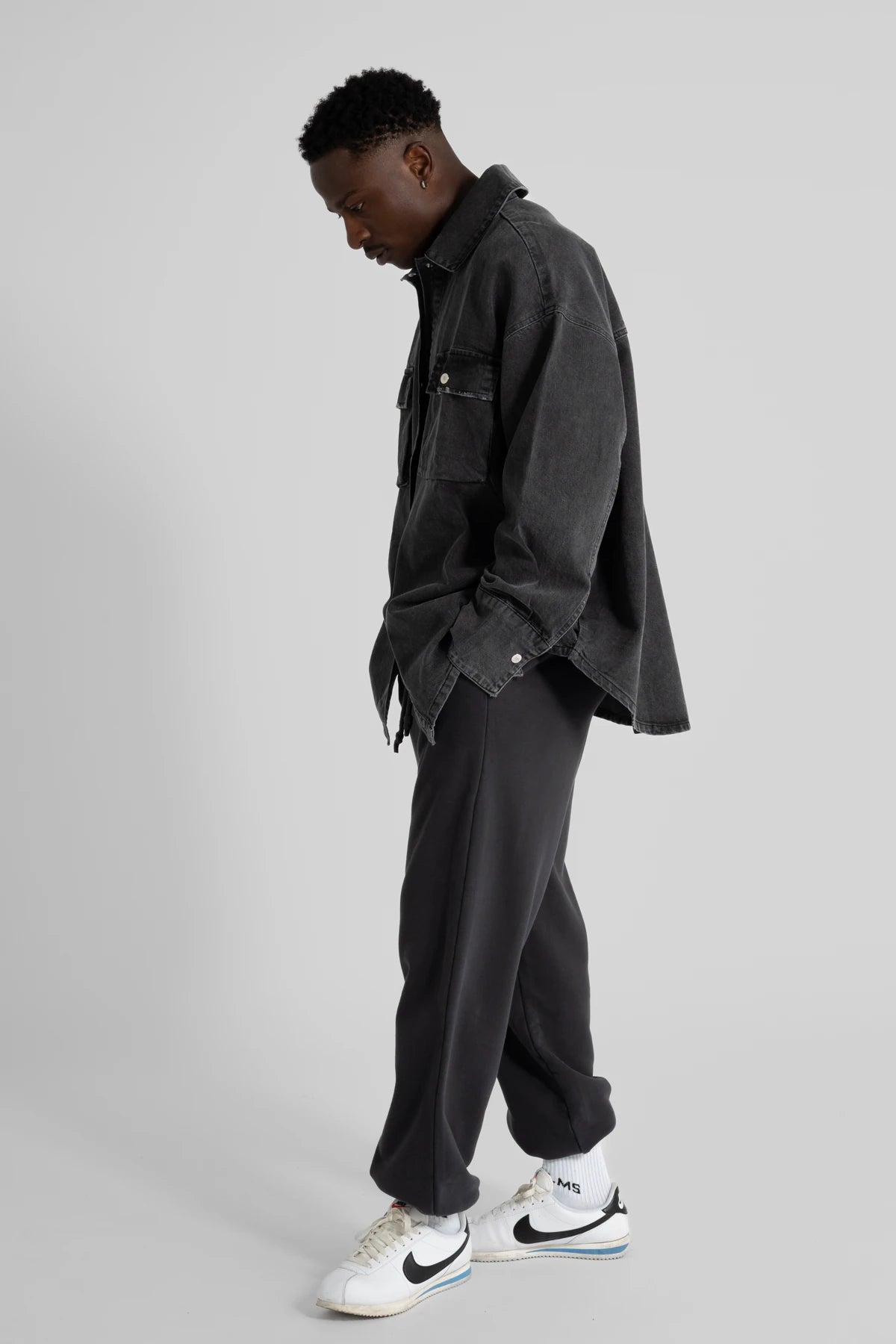 Siyah Oversize Denim Overshirt