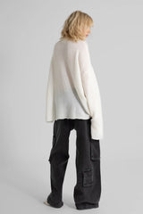 Siyah Yüksek Bel Yan Cepli Pamuklu Oversize Kargo Jean