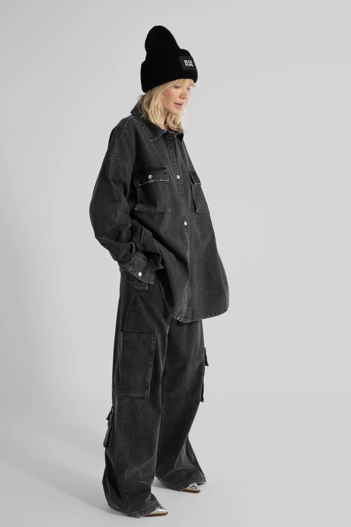 Siyah Oversize Denim Overshirt