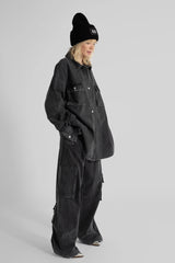 Siyah Oversize Denim Overshirt