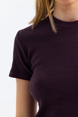 Vişne Çürüğü Fitilli Kaşkorse Bisiklet Yaka Kısa Kollu Tişört