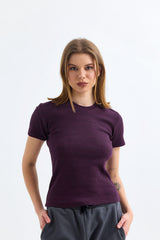 Vişne Çürüğü Fitilli Kaşkorse Bisiklet Yaka Kısa Kollu Tişört