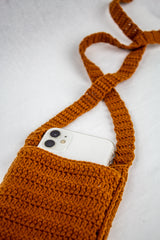 Tarçın Rengi Örgü Tığ İşi Çanta