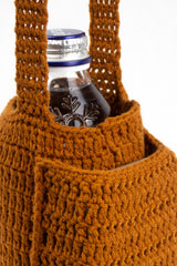 Tarçın Rengi Örgü Tığ İşi Çanta