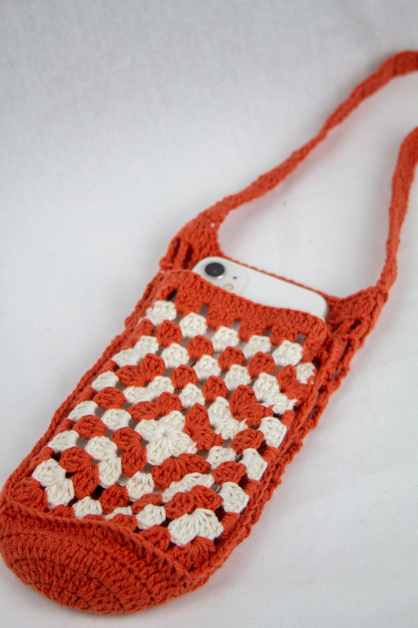 Kiremit Rengi Örgü Tığ İşi Çanta