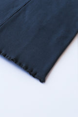 Lacivert Pamuklu Fitilli Kaşkorse Örme Mini Etek