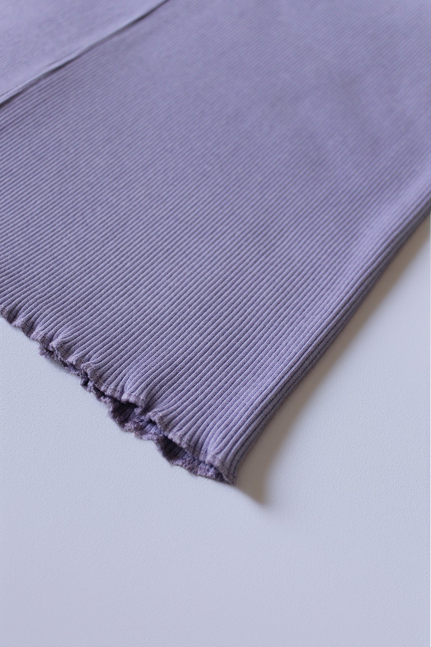 Lila Pamuklu Fitilli Kaşkorse Örme Mini Etek