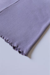 Lila Pamuklu Fitilli Kaşkorse Örme Mini Etek