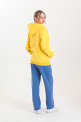 Sarı Kapüşonlu Kanguru Cepli Basic Kapüşonlu Sweatshirt