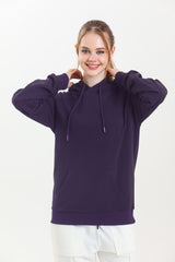 Mor Kapüşonlu Kanguru Cepli Basic Kapüşonlu Sweatshirt