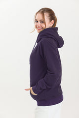 Mor Kapüşonlu Kanguru Cepli Basic Kapüşonlu Sweatshirt