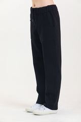 Siyah Yüksek Bel Takma Cepli %100 Pamuklu Eşofman Altı