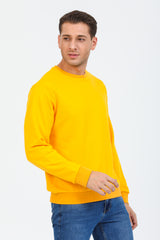 Sarı Kapüşonsuz Bisiklet Yaka Basic Sweatshirt